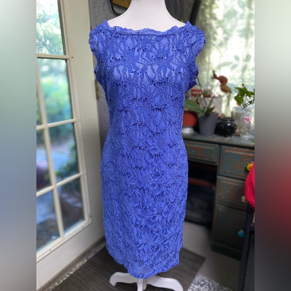 Scarlett Brand Blue lace and sequin formal dress size 8 - Picture 1 of 12